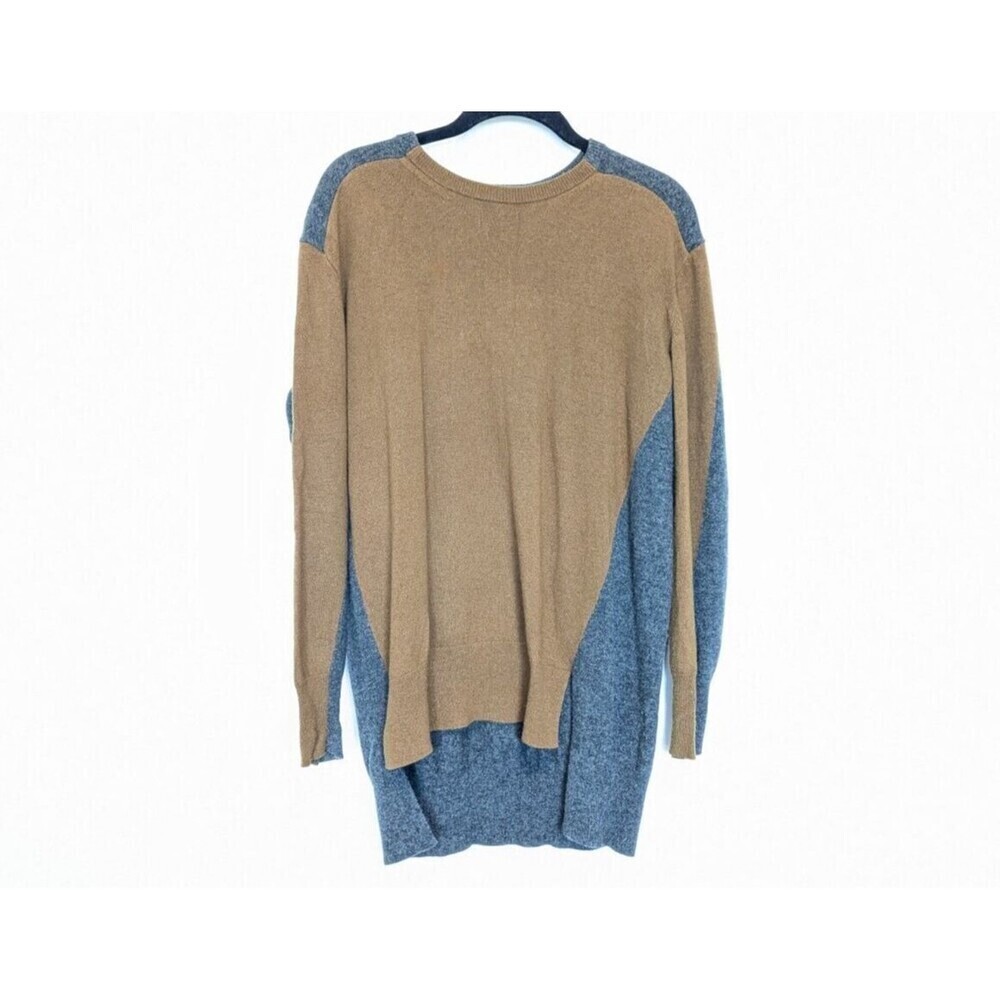 J CREW Wool Blend Sweater Womens Size S Tan Gray Tunic Pullover Colorblock Warm